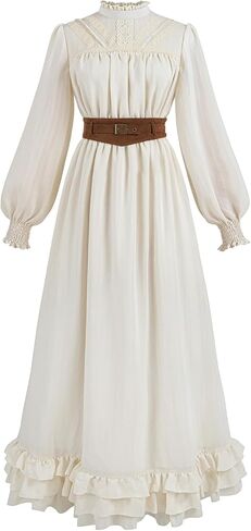LTAKK Renaissance Costume women Victorian Edwardian Dress Medieval 1800s Dresses with Belt in Kuwait