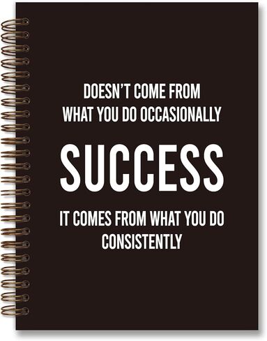 Inspirational Quotes Black College Ruled Spiral Notebook,Inspirational Spiral Bound Notebook,5.5×8.3 Journal with 164 Lined Pages,College School Supplies in Saudi Arabia