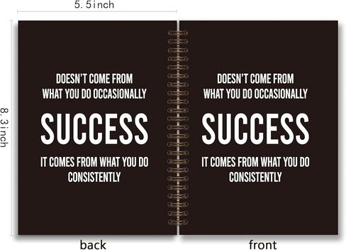 Inspirational Quotes Black College Ruled Spiral Notebook,Inspirational Spiral Bound Notebook,5.5×8.3 Journal with 164 Lined Pages,College School Supplies in Saudi Arabia