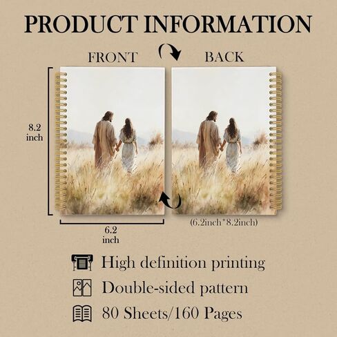 Jesus Walking With A Woman Spiral Notebook, Christian Gifts for Women Journaling Notebooks, Jesus Christ College Ruled Spiral Notebook for School Office Supplies, 5.5x8.3inch in Saudi Arabia