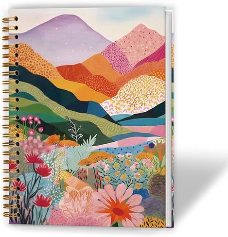 Maximalist Floral Notebook, Eclectic Mountain Landscape Scenery Journal for School Office Supplies, Colourful Wildflower Nature Hardcover Spiral Notebooks, 5.5x8.3 Inch in Kuwait