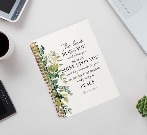 Christian Notebook Journal, Christian Gifts for Women Men, Numbers 6:24-26 Bible Verse Notebooks for Work, Prayer Religious Botanical Hardcover Spiral Notebook Journal 5.5x8.3 in Kuwait