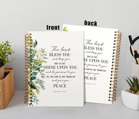 Christian Notebook Journal, Christian Gifts for Women Men, Numbers 6:24-26 Bible Verse Notebooks for Work, Prayer Religious Botanical Hardcover Spiral Notebook Journal 5.5x8.3 in Kuwait