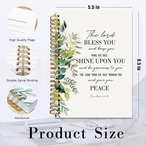Christian Notebook Journal, Christian Gifts for Women Men, Numbers 6:24-26 Bible Verse Notebooks for Work, Prayer Religious Botanical Hardcover Spiral Notebook Journal 5.5x8.3 in Kuwait