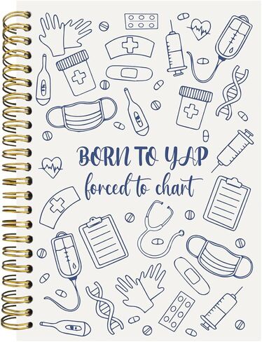 Nurse Notebook Journal, Nurse Appreciation Gifts, Nursing Gifts for Women Notebooks for Work, Born to Yap Forced to Chart Preppy Nursing Hardcover Spiral Notebook Journal 5.5x8.3 in Kuwait