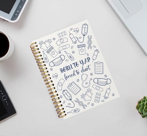 Nurse Notebook Journal, Nurse Appreciation Gifts, Nursing Gifts for Women Notebooks for Work, Born to Yap Forced to Chart Preppy Nursing Hardcover Spiral Notebook Journal 5.5x8.3 in Kuwait