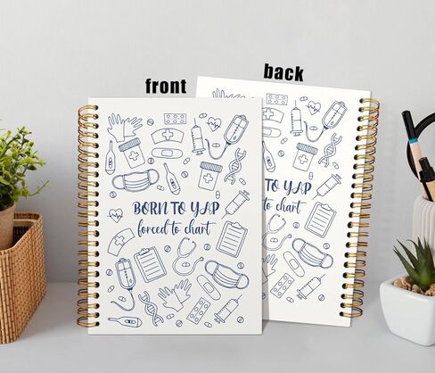 Nurse Notebook Journal, Nurse Appreciation Gifts, Nursing Gifts for Women Notebooks for Work, Born to Yap Forced to Chart Preppy Nursing Hardcover Spiral Notebook Journal 5.5x8.3 in Kuwait