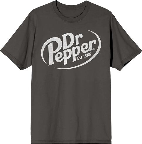 Dr Pepper White Logo Adult Pepper Black Crew Neck Short Sleeve T-Shirt in Saudi Arabia