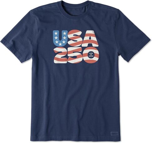 تي شيرت Life is Good للرجال مطبوع عليه 4th of July Crusher، تي شيرتات قطنية بأكمام قصيرة، USA 250، Darkest Blue، XL in Saudi Arabia