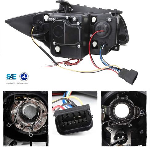 AKKON - For BMW E82 E88 1 Series Sport Coupe Halogen Type Black Bezel Dual LED Projector Headlights Lamps Pair in Saudi Arabia