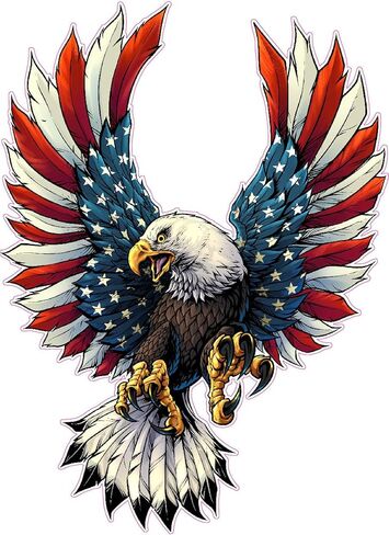 American Bald Eagle Flag Decal Sticker - 12 Inch - Vinyl Car Truck Bumper Patriotic Waterproof Decal Eagle for Car Truck Trailer Van SUV Outdoor Window Wall Laptop Tablet Cup Glass Any Smooth Surface in Saudi Arabia