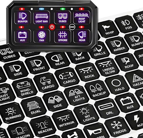 120PCS Car Switch Panel Sticker, Auto Console Switch Label Decal Kit Panel Button Stickers, Rocker Toggle Switch Decals, Text Sticker for Car Dashboard, Truck, Boat, RV in Kuwait