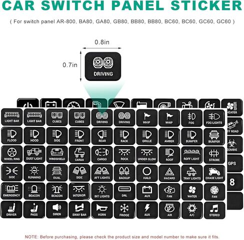 120PCS Car Switch Panel Sticker, Auto Console Switch Label Decal Kit Panel Button Stickers, Rocker Toggle Switch Decals, Text Sticker for Car Dashboard, Truck, Boat, RV in Kuwait
