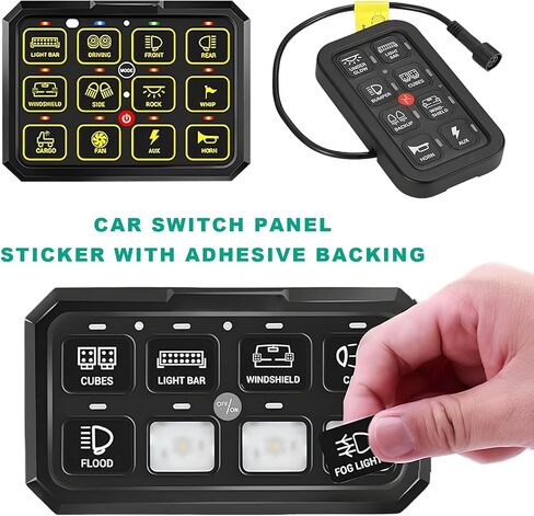 120PCS Car Switch Panel Sticker, Auto Console Switch Label Decal Kit Panel Button Stickers, Rocker Toggle Switch Decals, Text Sticker for Car Dashboard, Truck, Boat, RV in Kuwait