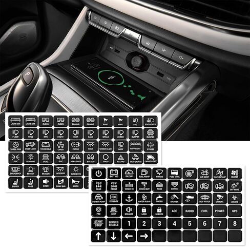 120PCS Car Switch Panel Sticker, Auto Console Switch Label Decal Kit Panel Button Stickers, Rocker Toggle Switch Decals, Text Sticker for Car Dashboard, Truck, Boat, RV in Kuwait
