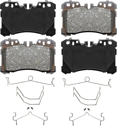 Detroit Axle - 4pc Front Brake Kit for 2009-2017 Lexus LS460, 2008-2016 LS600h, 2018-2025 LS500 LS500h, Drilled and Slotted Disc Brake Rotors Ceramic Brakes Pads Replacement : 14.06" inch Rotors in Saudi Arabia