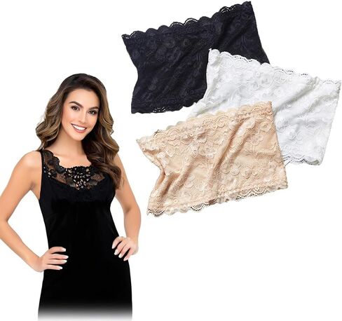 Lace Bandeau for Women Modesty Panel Cleavage Cover - Tube Top Cleavage Cover Up for Low Neckline, Strapless in Saudi Arabia