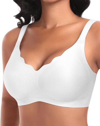 Ganado Wireless Bras for Women No Underwire Scalloped Seamless Bras with Support and Lift Padded T Shirt Bra Comfort Bralette in Kuwait