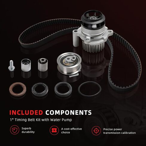 Timing Belt Kit with Water Pump for Audi A3 A4 TT 2005-2009, for TT Quattro 2012-2013, for Volkswagen Eos GTI Jetta, for VW Passat, 2006-2008, 2.0L, TCKWP334, TBK802WP, 13775217 in Kuwait