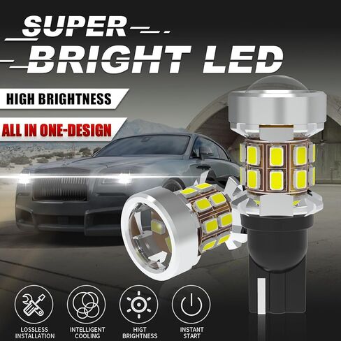 912 921 لمبة LED عكسية، 600% أكثر سطوعًا T15 906 904 916 W16W للأضواء الاحتياطية مع جهاز العرض، 6000K أبيض غير قطبي بديل لصندوق السيارة وأضواء إيقاف الفرامل الثالثة، حزمة من 2 in Kuwait
