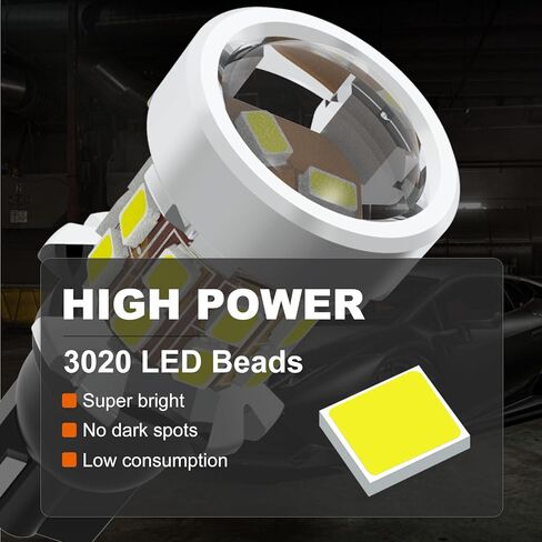 912 921 لمبة LED عكسية، 600% أكثر سطوعًا T15 906 904 916 W16W للأضواء الاحتياطية مع جهاز العرض، 6000K أبيض غير قطبي بديل لصندوق السيارة وأضواء إيقاف الفرامل الثالثة، حزمة من 2 in Kuwait