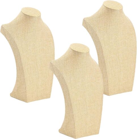 3 PCS Linen Necklace Display Bust - Jewelry Bust Display Stand for Countertop Shop Window, Anti-Scratch Necklace Holder Mannequin for Stores Trade Shows Home Organization in Kuwait