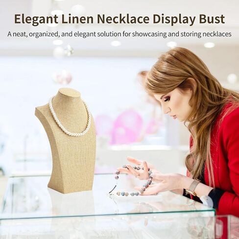 3 PCS Linen Necklace Display Bust - Jewelry Bust Display Stand for Countertop Shop Window, Anti-Scratch Necklace Holder Mannequin for Stores Trade Shows Home Organization in Kuwait