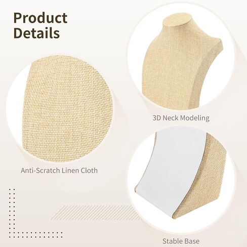 3 PCS Linen Necklace Display Bust - Jewelry Bust Display Stand for Countertop Shop Window, Anti-Scratch Necklace Holder Mannequin for Stores Trade Shows Home Organization in Kuwait