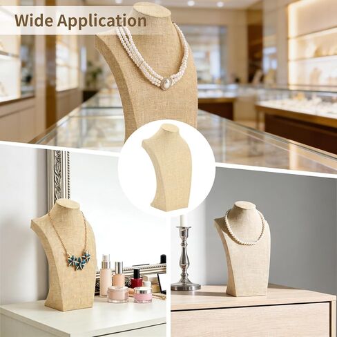 3 PCS Linen Necklace Display Bust - Jewelry Bust Display Stand for Countertop Shop Window, Anti-Scratch Necklace Holder Mannequin for Stores Trade Shows Home Organization in Kuwait