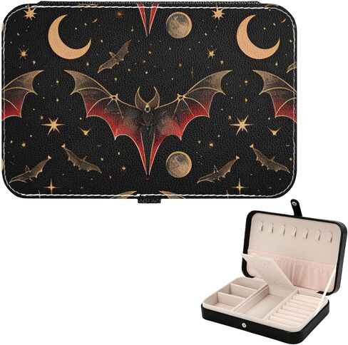 Small Jewelry Box for Women, Western Cow Skin Texture PU Leather Portable Jewelry Organizer Storage Holder Display Travel Jewelry Case for Ring Earrings Necklace Brooch Men Kids Gift in Saudi Arabia