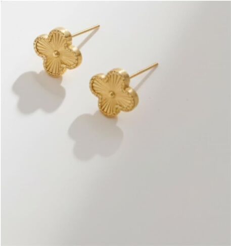 HighSpark Gold Earrings for Women | Designer Gold Clover Stud Earrings | Lovely Gift - Gold in Kuwait
