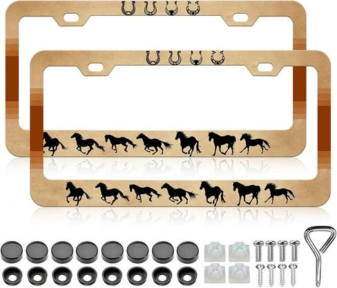 LIN KANG 2Pcs Mountain Tree Landscape License Plate Frames Night Forest License Plate Holder Stainless Steel Material Rust-Proof Waterproof Car Decorative Tag Frames for Standard US 12x6 Inch in Kuwait
