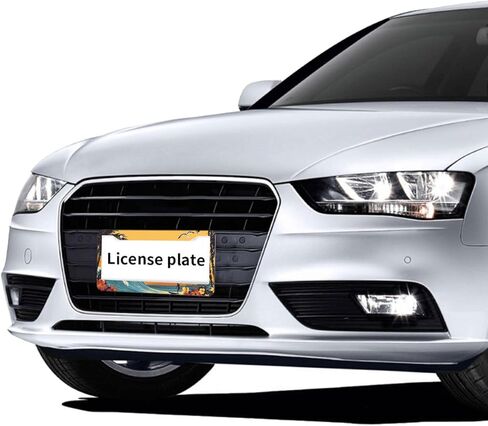 2 Pcs Stained Glass Waves License Plate Frame Sunset Ocean License Plate Holder Car Plate Holder Cover Universal Accessories License Plate Aluminum Car Tag Frames for Women Men US Vehicles in Kuwait