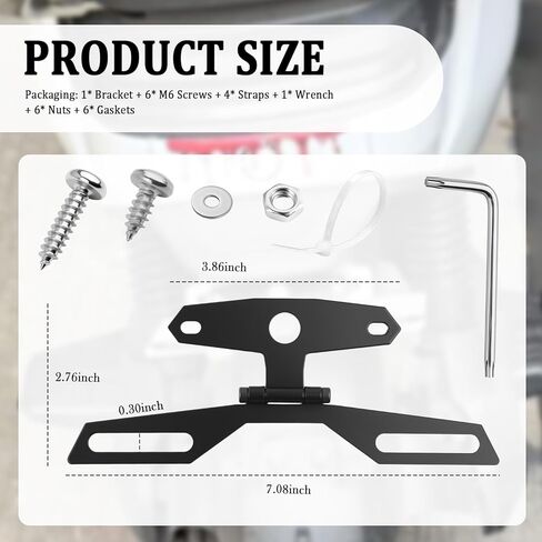 Adjustable Motorcycle License Plate Bracket Kit with Screws,2 in 1 Motorcycle License Plate Holder for Licenses Plates & Tail Light,Universal Motorcycles Licenses Plates Mount in Saudi Arabia