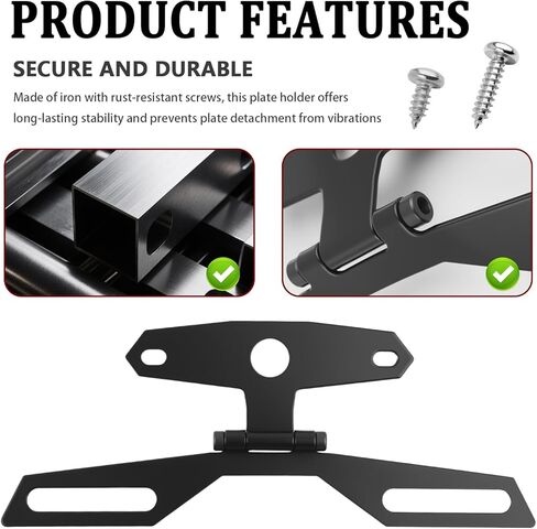 Adjustable Motorcycle License Plate Bracket Kit with Screws,2 in 1 Motorcycle License Plate Holder for Licenses Plates & Tail Light,Universal Motorcycles Licenses Plates Mount in Saudi Arabia