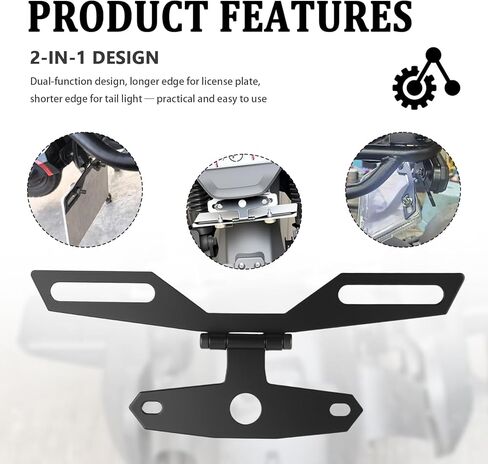 Adjustable Motorcycle License Plate Bracket Kit with Screws,2 in 1 Motorcycle License Plate Holder for Licenses Plates & Tail Light,Universal Motorcycles Licenses Plates Mount in Saudi Arabia
