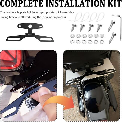 Adjustable Motorcycle License Plate Bracket Kit with Screws,2 in 1 Motorcycle License Plate Holder for Licenses Plates & Tail Light,Universal Motorcycles Licenses Plates Mount in Saudi Arabia