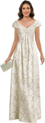 BOLENSYE Cap Sleeve Lace Mother of The Bride Dresses A Line V-Neck Pleated Long Formal Evening Party Gown in Kuwait