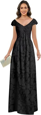 BOLENSYE Cap Sleeve Lace Mother of The Bride Dresses A Line V-Neck Pleated Long Formal Evening Party Gown in Saudi Arabia