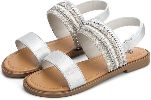 Girls Flat Sandals Bohemian Summer Dress Shoes with Adjustable Ankle Strap for Little Kid/Big Kid in Saudi Arabia