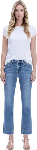 Vervet - Mid-Rise Medium Wash Raw Hem Crop Straight Jeans (27" Inseam) - V2750N - Includes Official Tag in Kuwait