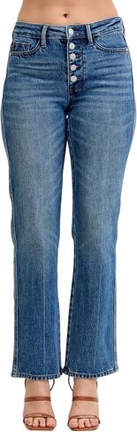 Judy Blue Womens Jeans - Mid Rise Slim Straight Rigid Magic Button-Fly in Saudi Arabia