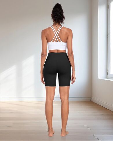 Womens Biker Shorts with Pockets, 8" High Waisted Tummy Control Soft Athletic Workout Gym Yoga Shorts in Saudi Arabia