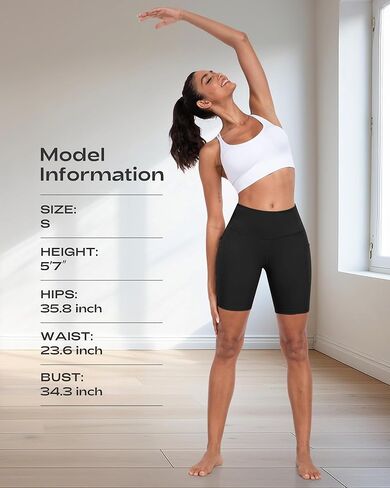 Womens Biker Shorts with Pockets, 8" High Waisted Tummy Control Soft Athletic Workout Gym Yoga Shorts in Saudi Arabia
