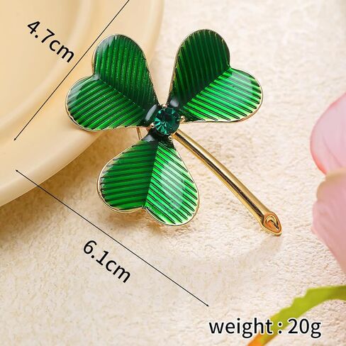 Kokoma Shamrock Clover Brooch Pin for Women Girls Green Crystal Leaf Irish Lapel Pins Corsage Badge Brooches St Patrick's Day Dress Accessories Jewelry Gifts in Kuwait