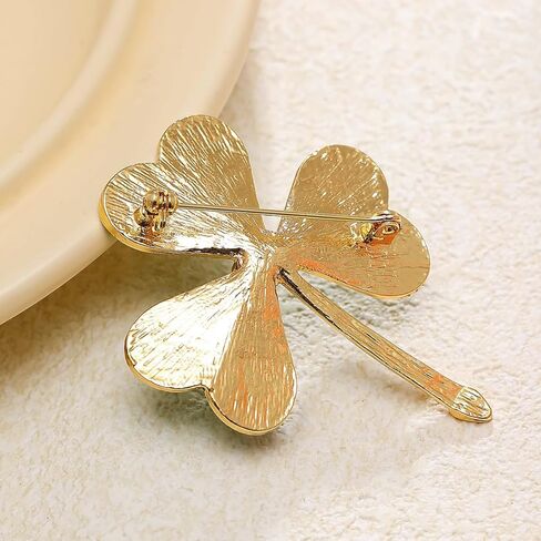 Kokoma Shamrock Clover Brooch Pin for Women Girls Green Crystal Leaf Irish Lapel Pins Corsage Badge Brooches St Patrick's Day Dress Accessories Jewelry Gifts in Kuwait