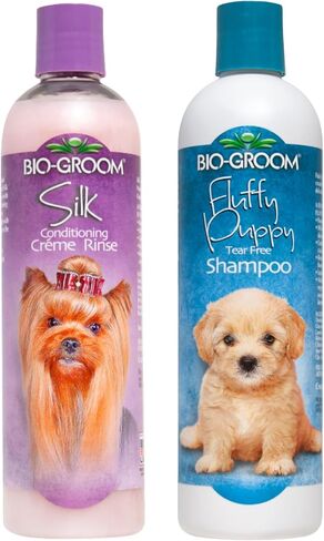 Bio-Groom Fluffy Puppy Tear Free Shampoo, 12 Ounces, and Bio-Groom Silk Conditioning Creme Rinse, 12 Ounces - Combo Pack for Dogs and Cats - 2 Items Total in Saudi Arabia