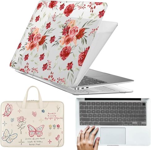 Hard Shell for MacBook Air 15 inch Case M4 M3 M2 2025 2024 2023 A2941 A3114 A3241,Sturdy Protective Laptop Case & Sleeve Bag & Keyboard Cover for Mac Air 15.3,Elegant Rose in Kuwait