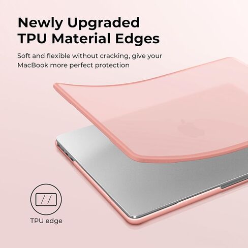 BlueSwan Anti-Cracking Hard Shell Case Compatible with MacBook Air 15 inch, M4 M3 M2 2025 2024 2023 Model A3114 A2941, Anti-Fingerprint Soft TPU Bumper + PC for Air 15" Laptop, Frosted Baby Pink in Kuwait