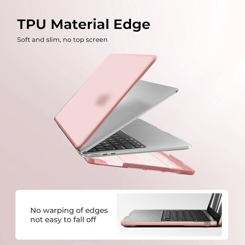 BlueSwan Anti-Cracking Hard Shell Case Compatible with MacBook Air 15 inch, M4 M3 M2 2025 2024 2023 Model A3114 A2941, Anti-Fingerprint Soft TPU Bumper + PC for Air 15" Laptop, Frosted Baby Pink in Kuwait
